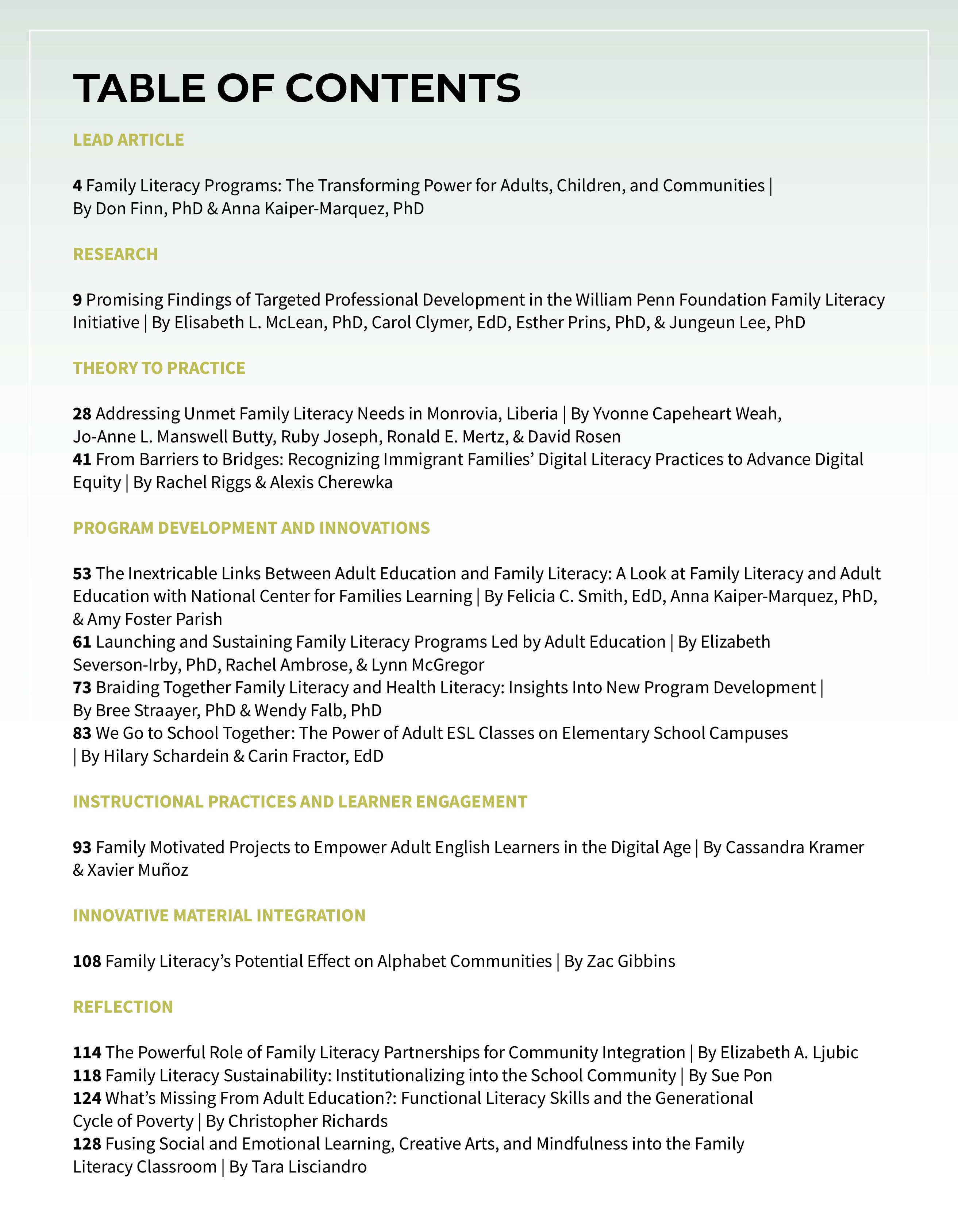 COABE Journal | Family Literacy | Fall 2024 | Volume 13, Issue 2