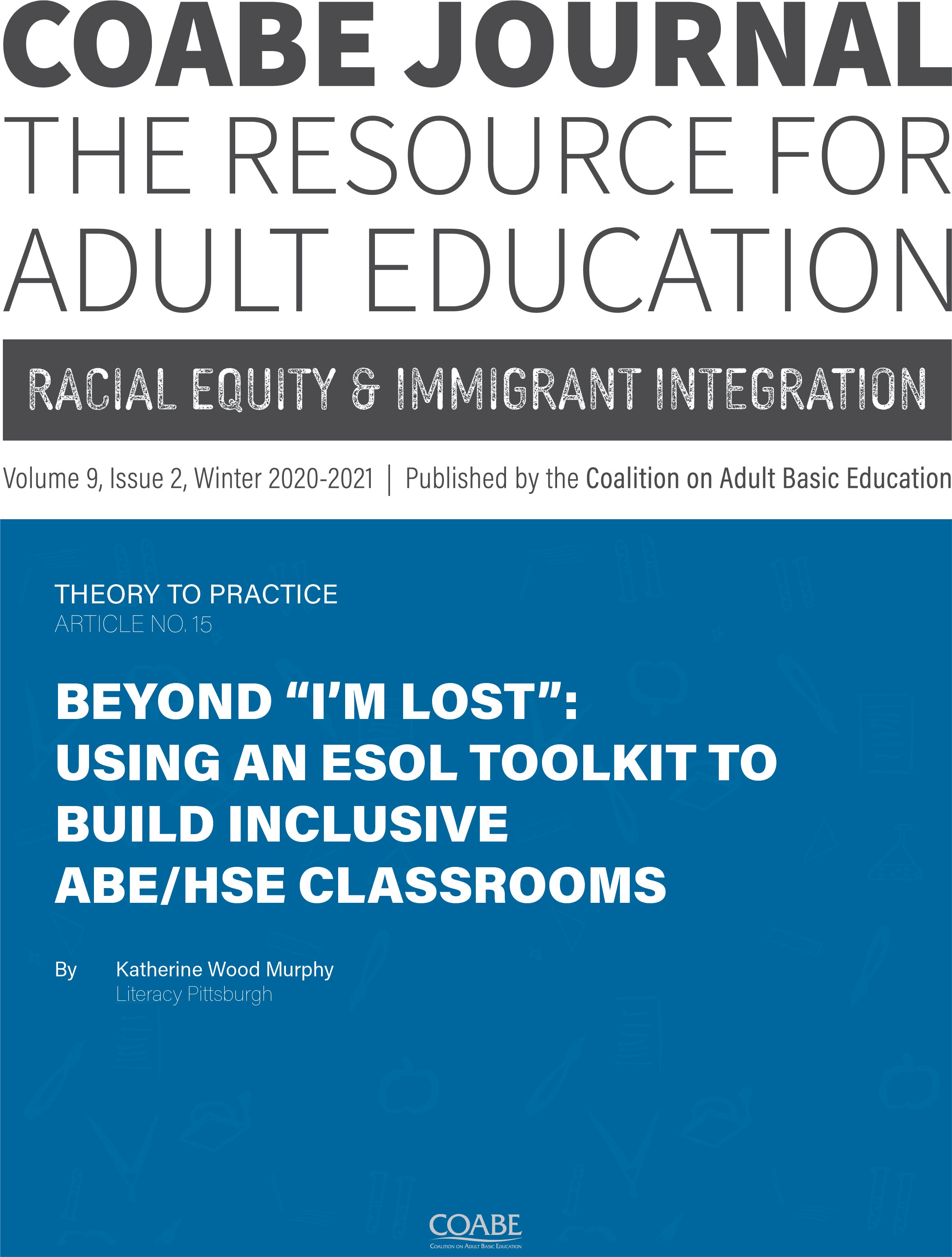 Article 15 / Beyond "I'm Lost": Using an ESOL Toolkit to Build Inclusive ABE/HSE Classrooms