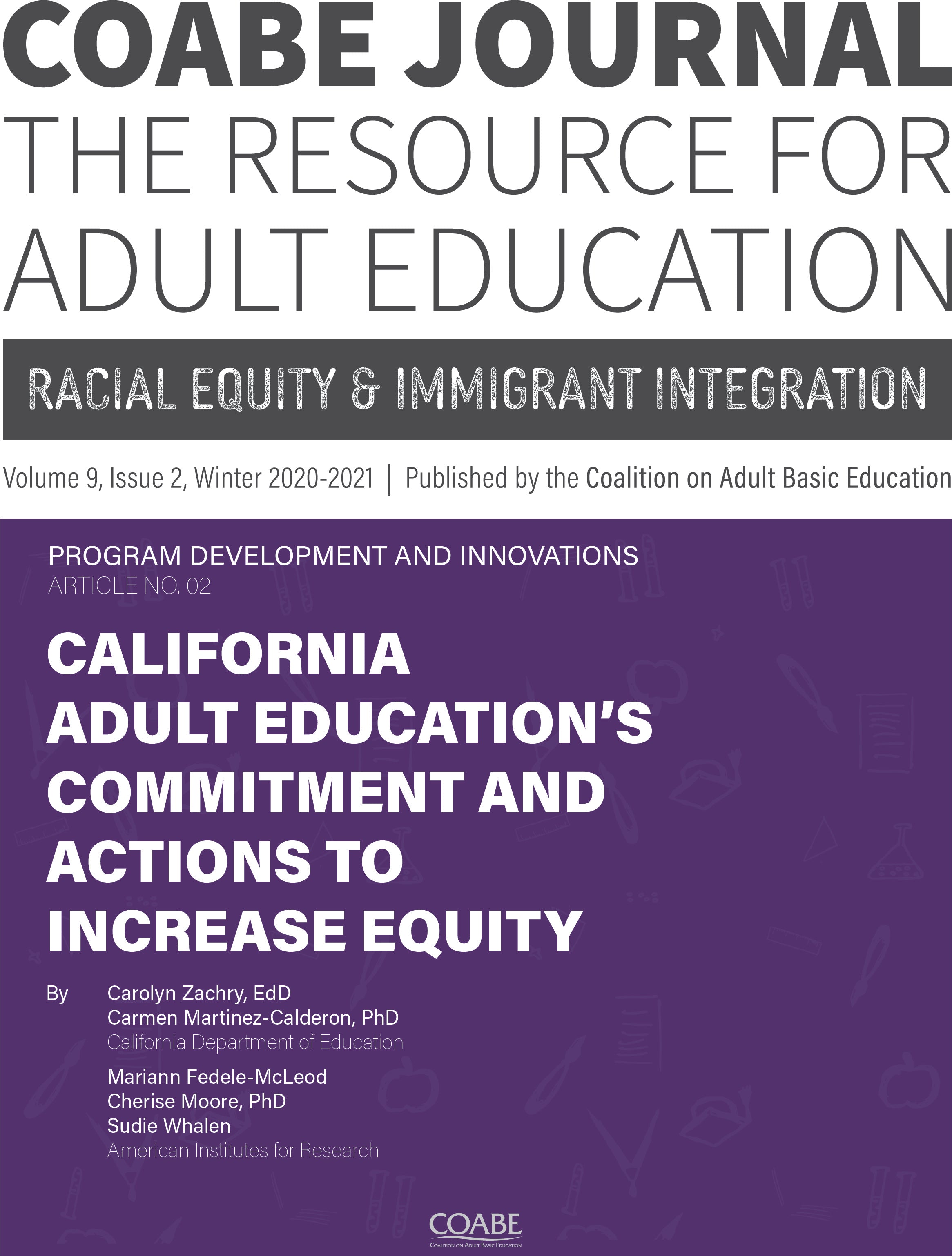 Article 02 / California Adult Education's Commitment and Actions to Increase Equity